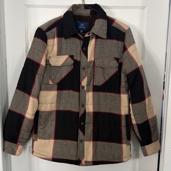 George Other - George Men's Checkered Barn Jacket - Black, Gray, Red and Cream